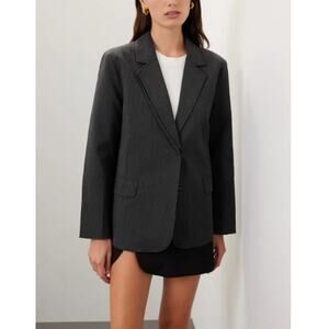 MOON RIVER Gray Twill Pinstripe Double Layer Suit Jacket Size M